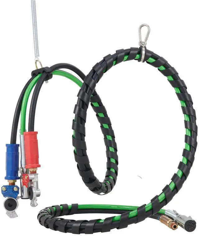 Alt view image 4 of 7 - 12FT Semi Truck Air Lines Kit, 3-in-1 Air Hoses & ABS Power Line for Semi Truck Trailer Tractor, 7-Way Plug Electrical Cord Cable and Rubber Air Lines Hose Assembly Kit with Hook & Teflon Tape