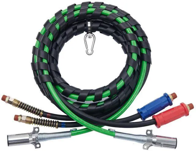 Alt view image 6 of 7 - 12FT Semi Truck Air Lines Kit, 3-in-1 Air Hoses & ABS Power Line for Semi Truck Trailer Tractor, 7-Way Plug Electrical Cord Cable and Rubber Air Lines Hose Assembly Kit with Hook & Teflon Tape