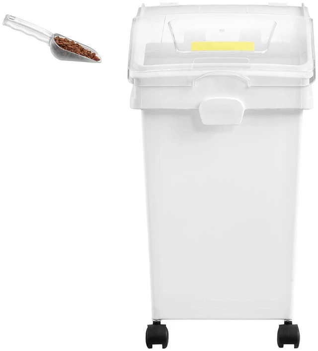 Alt view image 4 of 7 - Ingredient Bin, 5.2 Gallons Capacity Ingredient Storage Bin, 3 Pcs/Set, PP Material Flour Bins On Wheels, White Shelf Ingredient Bin with Scoop and Sliding Lid, Commercial Storage Bins