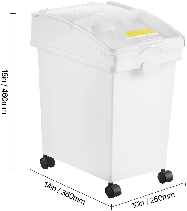 Alt view image 7 of 7 - Ingredient Bin, 5.2 Gallons Capacity Ingredient Storage Bin, 3 Pcs/Set, PP Material Flour Bins On Wheels, White Shelf Ingredient Bin with Scoop and Sliding Lid, Commercial Storage Bins