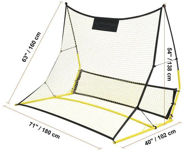 Alt view image 5 of 7 - Soccer Trainer, 2-IN-1 Portable Soccer Rebounder Net, 71"x40" Iron Soccer Practice Equipment, Sports Football Rebounder Wall with Portable Bag, Perfect for Team Solo Training, Passing, Volley