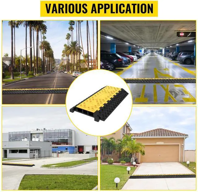 Alt view image 5 of 7 - 1 Pack of 3-Channel Rubber Cable Protector Ramps Heavy Duty 44000Lbs Load Capacity Cable Wire Cord Cover Ramp Speed Bump Driveway Hose Cable Ramp Protective Cover