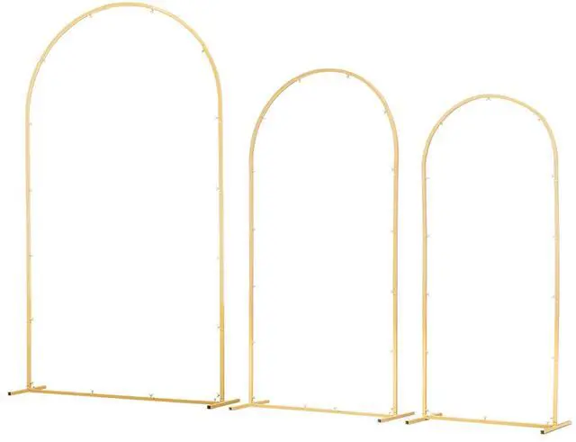 Alt view image 3 of 7 - Arch Backdrop Stand, Set of 3, 7.2/6.6/6 ft, Stable Structure, Easy Assembly, Gold Metal Arch Backdrop Stand for Wedding, Birthday Party, Graduation, Holiday Celebration, and Ceremony Decoration