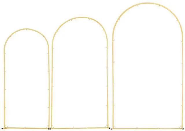 Alt view image 4 of 7 - Arch Backdrop Stand, Set of 3, 7.2/6.6/6 ft, Stable Structure, Easy Assembly, Gold Metal Arch Backdrop Stand for Wedding, Birthday Party, Graduation, Holiday Celebration, and Ceremony Decoration