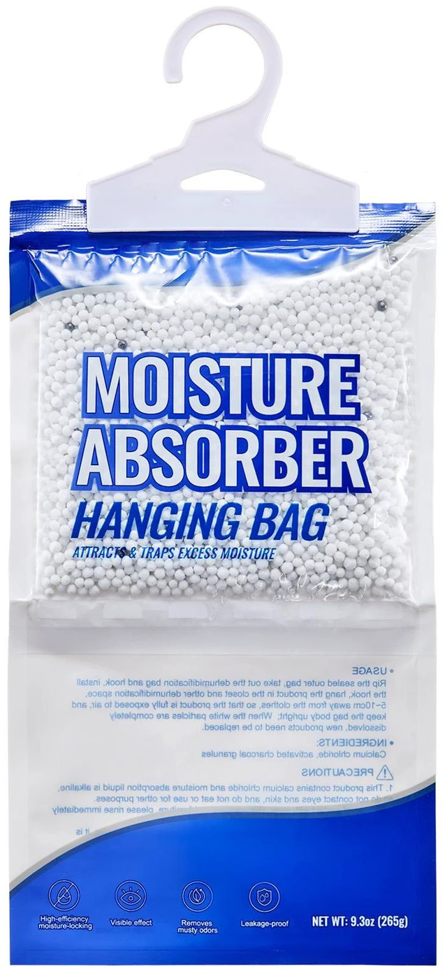 Alt view image 5 of 7 - Hanging Moisture Absorber, 9.3 oz Hanging Closet Dehumidifier Bags(10 Packs), Fragrance Free Moisture Bags in Wardrobes, Bedrooms, Bathrooms