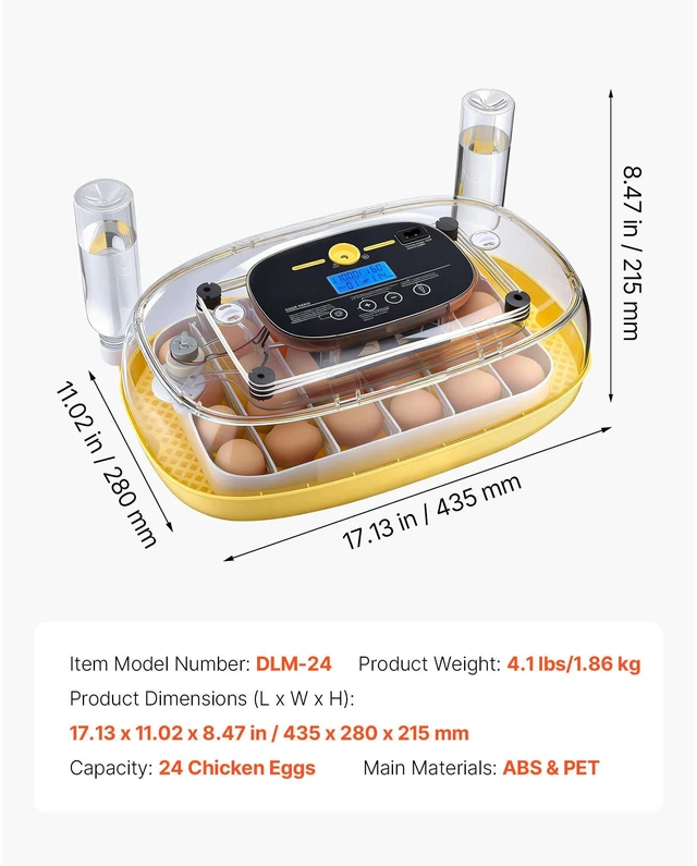 Alt view image 3 of 7 - 24 Egg Incubator, Automatic Egg Turner with LED Candler, Temperature & Humidity Control, 360° View Clear Window, Auto Water Refill, Poultry Eggs Incubators for Hatching Chicks Ducks Goose Quail