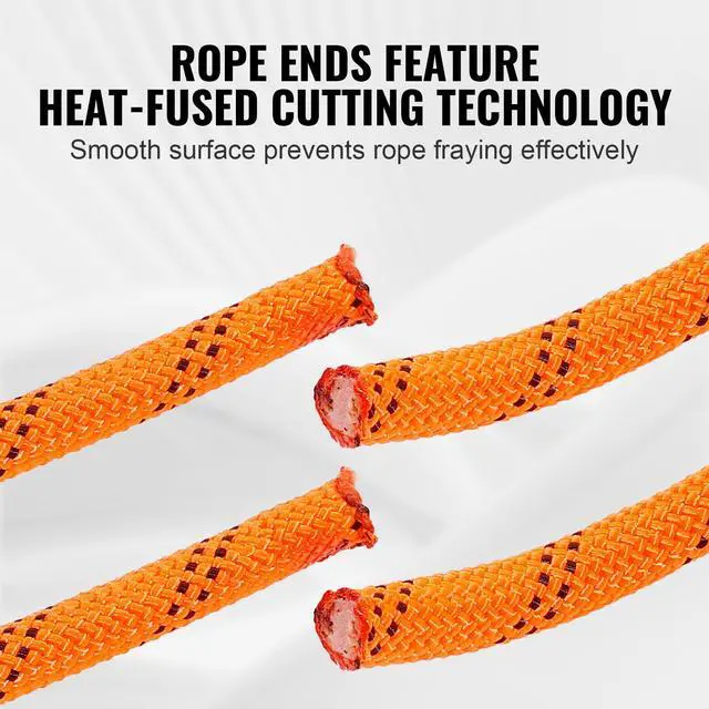 Alt view image 7 of 7 - Double Braided Polyester Rope, 3/4 in x 220 ft, 24 Strands, 20000 LBS Breaking Strength Outdoor Rope, Arborist Rigging Rope for Rock Hiking Camping Swing Rappelling Rescue, Orange/Black