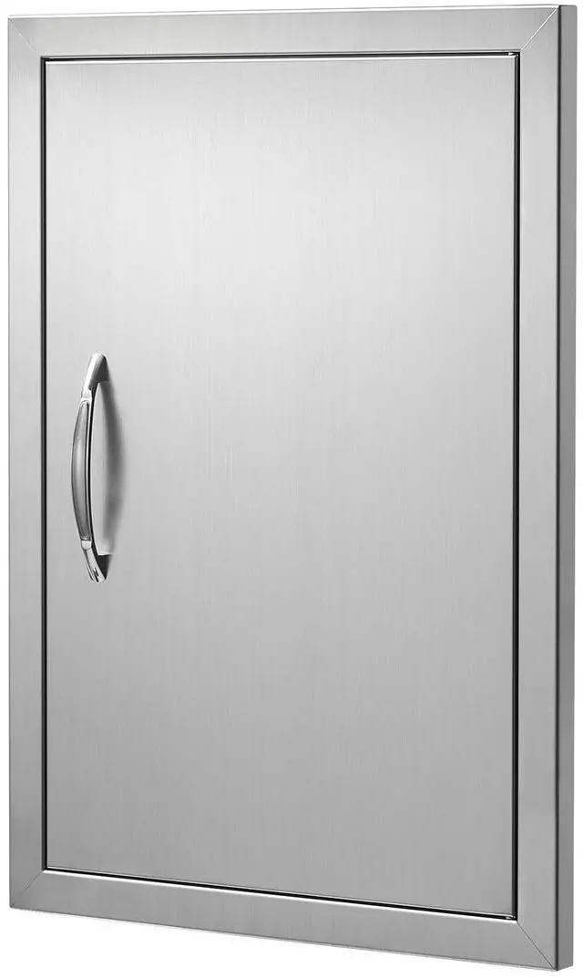 Alt view image 4 of 7 - BBQ Access Door, 17W x 24H Inch Single Outdoor Kitchen Door, Stainless Steel Flush Mount Door, Wall Vertical Door with Handle, for BBQ Island, Grilling Station, Outside Cabinet