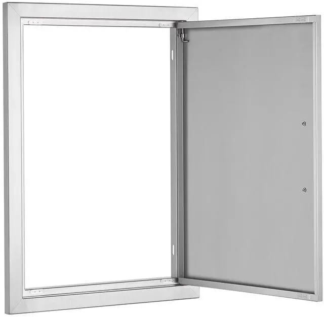 Alt view image 6 of 7 - BBQ Access Door, 17W x 24H Inch Single Outdoor Kitchen Door, Stainless Steel Flush Mount Door, Wall Vertical Door with Handle, for BBQ Island, Grilling Station, Outside Cabinet