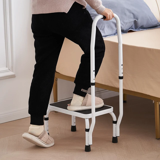 Alt view image 5 of 7 - Step Stool 1-Step 330lbs Capacity, 3 Adjustable Height with Handle Steel Step Ladder, Portable Toddler Step Stools for Adults, Non-Slip Sturdy Step Ladders for Office, RVs, Pets