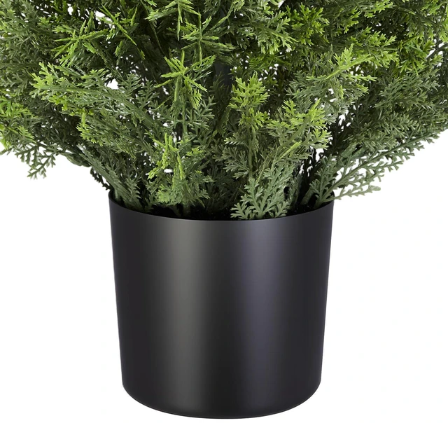 Alt view image 2 of 7 - Artificial Topiary Cedar Trees, 36 inch 2 Set Faux Pine Shrubs Plants, Fake Silk Tree Look Real, Easy Assembly for Decor Front Porch Outdoor Patio Garden Balcony Backyard Indoor Office