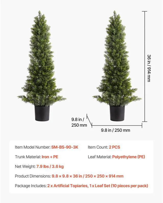 Alt view image 5 of 7 - Artificial Topiary Cedar Trees, 36 inch 2 Set Faux Pine Shrubs Plants, Fake Silk Tree Look Real, Easy Assembly for Decor Front Porch Outdoor Patio Garden Balcony Backyard Indoor Office