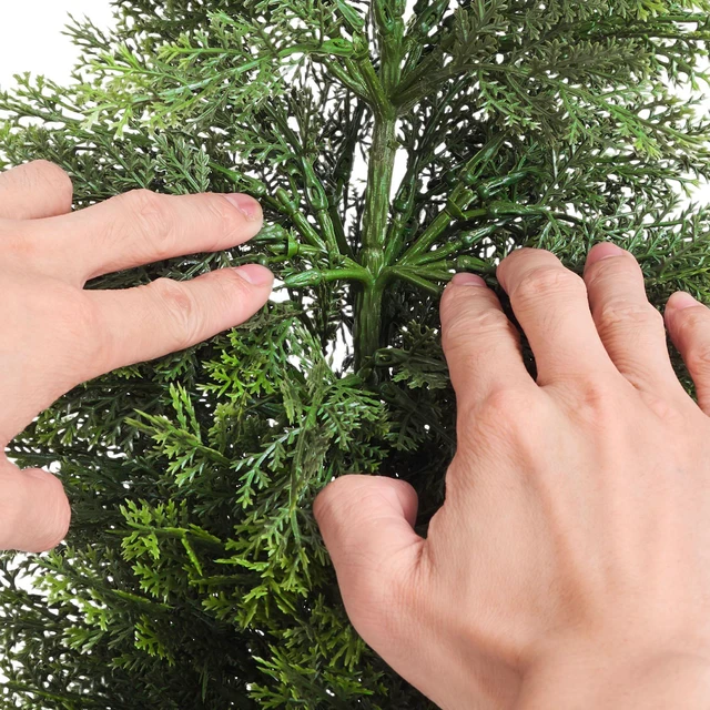 Alt view image 3 of 7 - Artificial Topiary Cedar Trees, 36 inch 2 Set Faux Pine Shrubs Plants, Fake Silk Tree Look Real, Easy Assembly for Decor Front Porch Outdoor Patio Garden Balcony Backyard Indoor Office