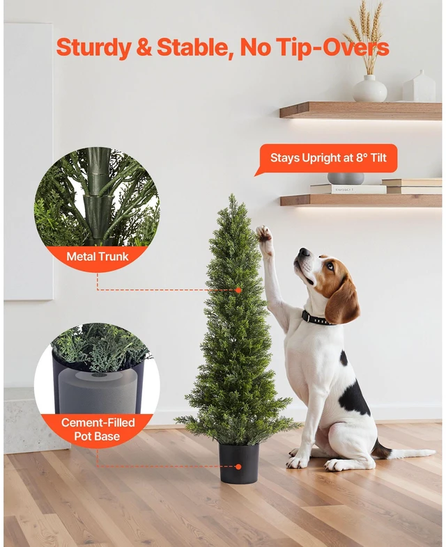 Alt view image 4 of 7 - Artificial Topiary Cedar Trees, 36 inch 2 Set Faux Pine Shrubs Plants, Fake Silk Tree Look Real, Easy Assembly for Decor Front Porch Outdoor Patio Garden Balcony Backyard Indoor Office