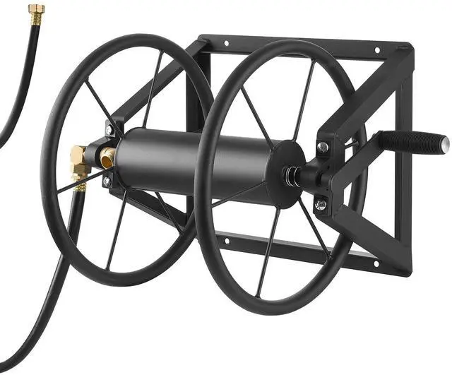 Alt view image 3 of 7 - Wall Mounted Garden Hose Reel 200ft 5/8 in Manual Hose Winder Brass Fitting