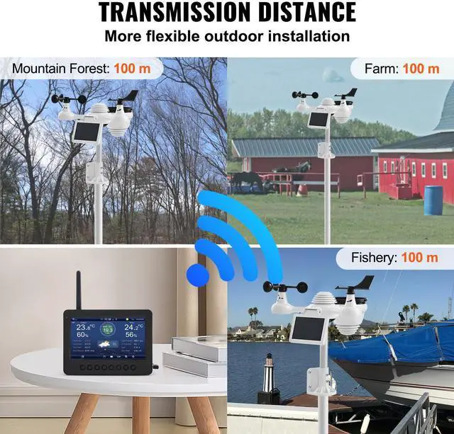 Alt view image 6 of 7 - 7-in-1 Wi-Fi Weather Station 7 in TFT Display Wireless Outdoor Sensor