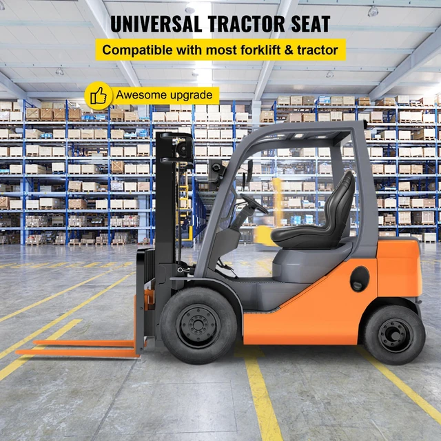 Alt view image 3 of 7 - Universal Tractor Seat Replacement 2 Pack, Compact High Back Mower Seat Pair, Black Vinyl Forklift Seat, Central Drain Hole Skid Steer Seat with Mounting Bolt Patterns
