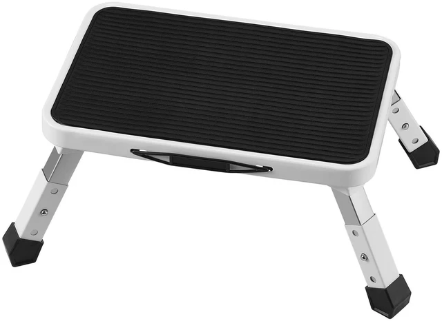 Alt view image 3 of 5 - Step Stool 1-Step 330lbs Capacity, Folding Steel Step Ladder 3 Adjustable Height, Portable Toddler Step Stools for Adults, Non-Slip Sturdy Step Ladders for Office, RVs, Pets, Bathrooms,Bedrooms