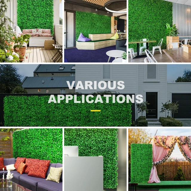Alt view image 2 of 7 - Artificial Boxwood Panel UV 24pcs Boxwood Hedge Wall Panels Artificial Grass Backdrop Wall 10" X 10" 4 cm Green Grass Wall, Fake Hedge for Decor Privacy Fence Indoor, Outdoor Garden Backyard