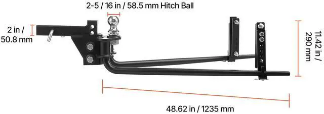 Alt view image 6 of 7 - Weight Distribution Hitch, 14000 lbs Max Towing & 1400 lbs Max Tongue, Weight Distributing Hitches Kit with Sway Control Includes 2 in Shank & 2-5/16 in Ball, Load Leveling Hitch for Trailers