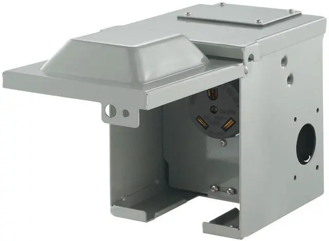 Alt view image 2 of 7 - 30 Amp RV Power Outlet Box, 125/250 Volt, Enclosed Lockable Outdoor RV Receptacle Box, NEMA TT-30R Weatherproof Electrical Panel, for RV Camper Trailer Motorhome Tested to UL Standards