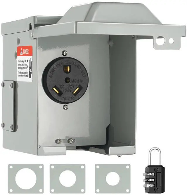 Alt view image 7 of 7 - 30 Amp RV Power Outlet Box, 125/250 Volt, Enclosed Lockable Outdoor RV Receptacle Box, NEMA TT-30R Weatherproof Electrical Panel, for RV Camper Trailer Motorhome Tested to UL Standards