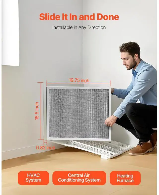Alt view image 6 of 7 - 16x20x1 Aluminum Electrostatic Air Filter MERV 8 Actual 15.5x19.75x0.82