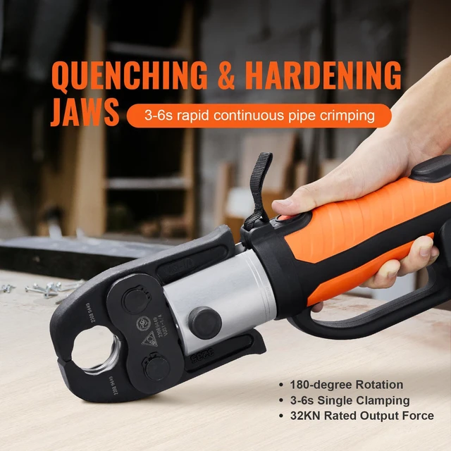 Alt view image 5 of 7 - Pro Press Tool, 18V Electric Pipe Crimping Tool for 1/2" to 2" Copper Pipes, Press Tool Kit with 6 Pro Press Jaws, 2pcs 4AH Battery, Fast Charger & Carrying Case