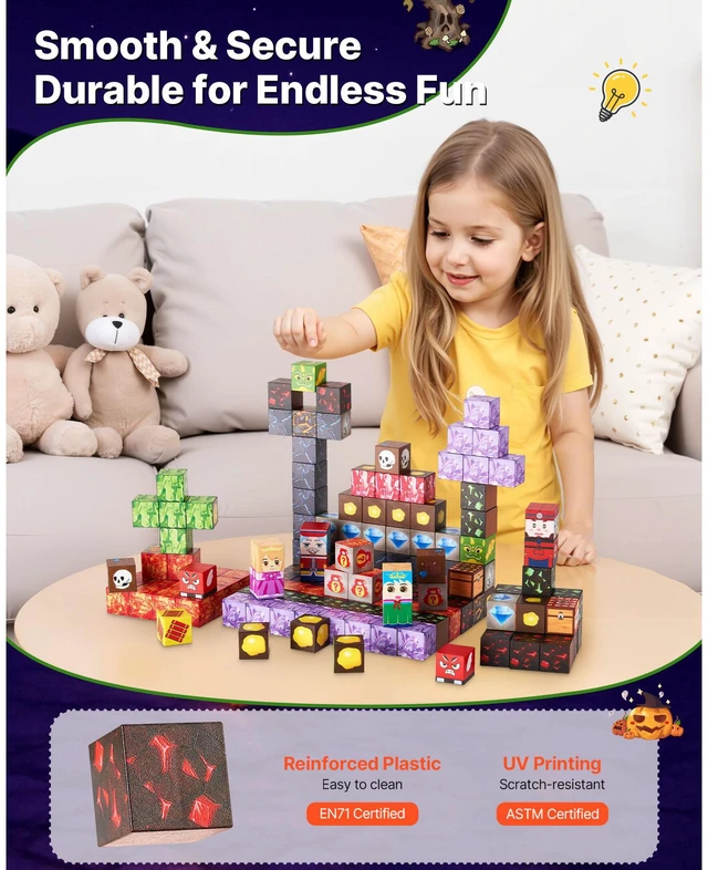 Alt view image 6 of 7 - Magnetic Blocks 150 PCS Dark Castle Set STEM Montessori Sensory Toys