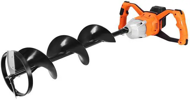 Alt view image 2 of 7 - 20V Electric Ice Auger, 8 inch Diameter, 2 in 1 Cordless Ice Fishing Augers and Earth Auger with Ices & Earth Drill Bit, Cold-Resistant Post Hole Digger, Turbo High-Speed Cutting System