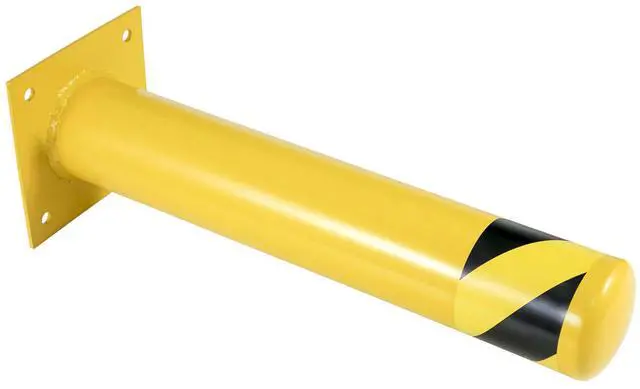 Alt view image 3 of 7 - Safety Bollard 48"x4.5" Safety Barrier Bollard 4-1/2" OD 48" Height Yellow Powder Coat Pipe Steel Safety Barrier with 4 Free Anchor Bolts for Traffic-Sensitive Area