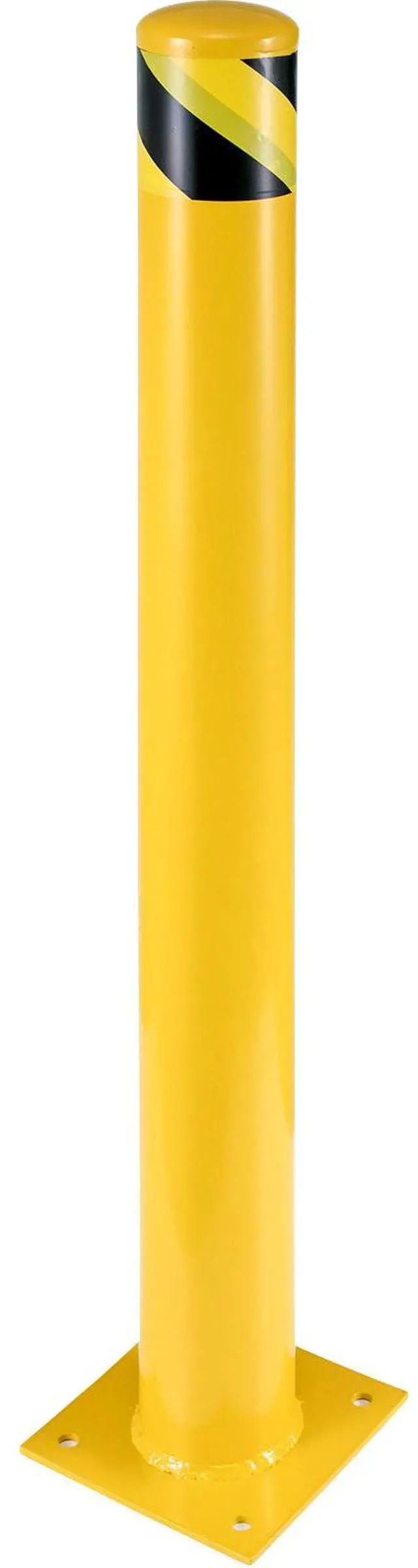 Alt view image 4 of 7 - Safety Bollard 48"x4.5" Safety Barrier Bollard 4-1/2" OD 48" Height Yellow Powder Coat Pipe Steel Safety Barrier with 4 Free Anchor Bolts for Traffic-Sensitive Area