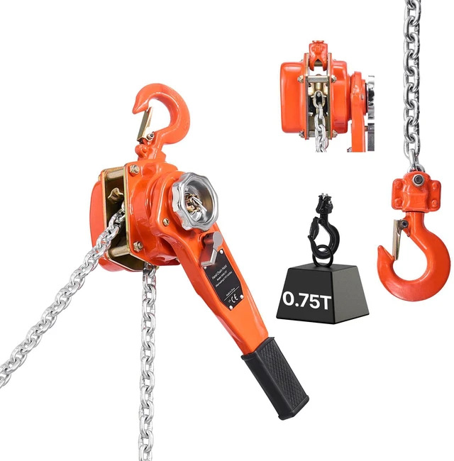 Main image of Manual Lever Chain Hoist, 3/4T 1650LBS Capacity Heavy Duty Come Along, 20FT Lift G80 Alloy Steel Chain With Dual Pawl Mechanical Brake,360°Rotating Hooks, for Warehouse Construction Garage