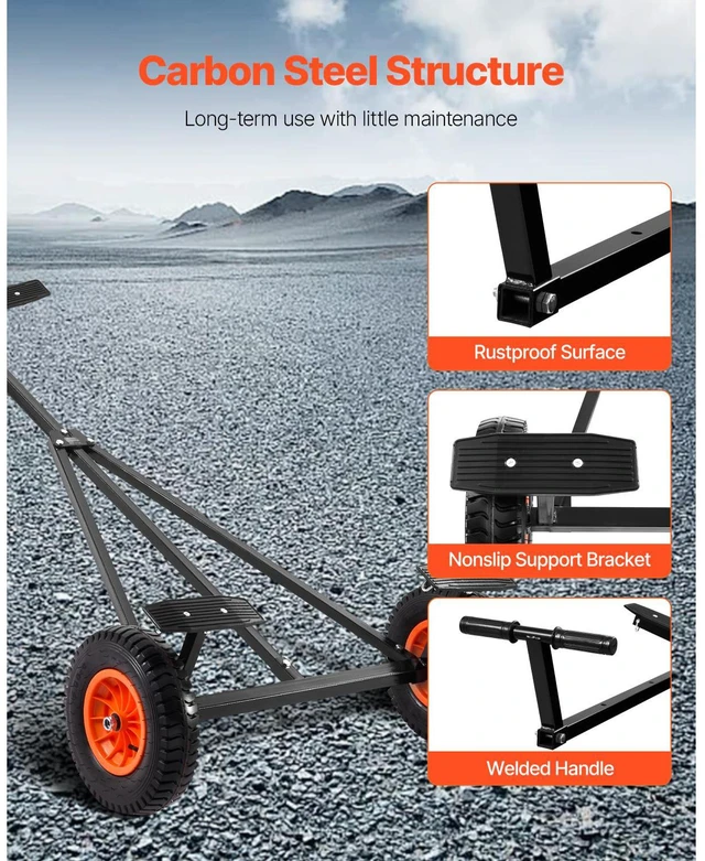 Alt view image 6 of 7 - 420lbs Boat Trailer Dolly Mover Adjustable Length with 15.7 in Pneumatic Tires