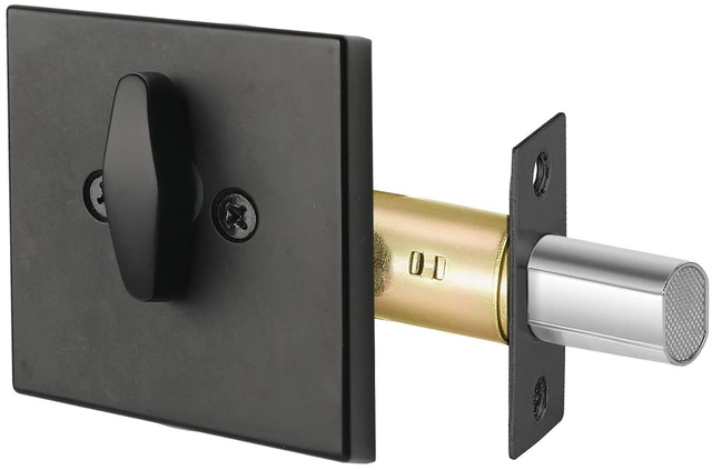 Alt view image 4 of 7 - Deadbolt Lock Square Single Cylinder Dead Bolt Keyed 1 Side Matte Black 3 Keys