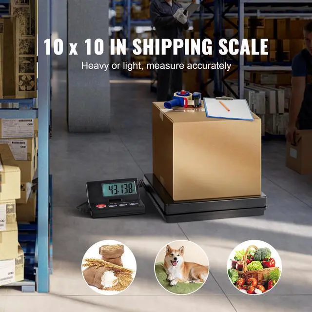 Alt view image 3 of 7 - Digital Shipping Scale, 110 lbs x 0.07 oz. Heavy Duty Postal Scale with Timer, Tare, Hold Function, 90° Foldable LCD Screen Package Scale for Laggage, Home, Post Office, AC/DC Powered, FCC Liste
