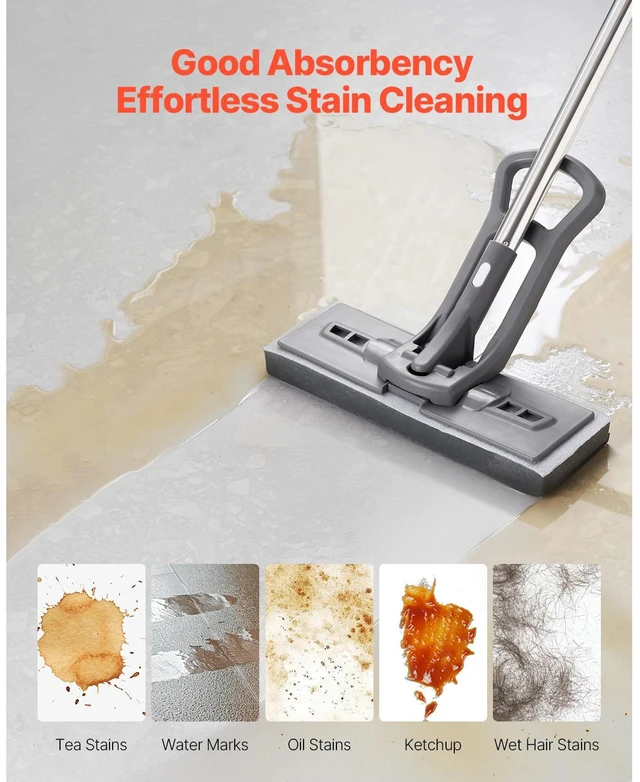 Alt view image 6 of 7 - Sponge Mop Replacement, 2-Piece, High Density Wider PU Sponge Mop Head Replacement with Hook & Loop, High Absorbency Head Replacement for DS1362 Sponge Mop, Fit for Various Floors