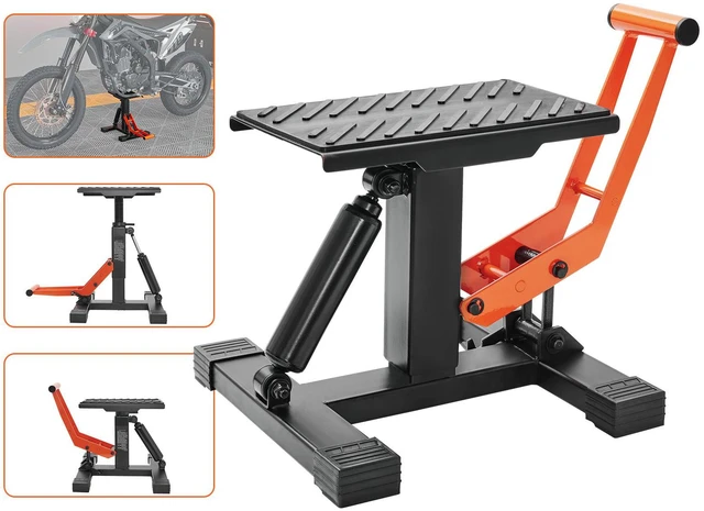 Main image of Dirt Bike Lift Stand, Motorcycle Jack Lift Stand 440 lbs Capacity and Hydraulic Lift Operation, Adjustable Height Hoist Table, for Dirt Pit Bike Repair, Maintenance, Dirt Bike Accessories