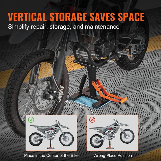 Alt view image 3 of 7 - Dirt Bike Lift Stand, Motorcycle Jack Lift Stand 440 lbs Capacity and Hydraulic Lift Operation, Adjustable Height Hoist Table, for Dirt Pit Bike Repair, Maintenance, Dirt Bike Accessories