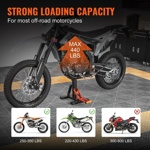 Alt view image 6 of 7 - Dirt Bike Lift Stand, Motorcycle Jack Lift Stand 440 lbs Capacity and Hydraulic Lift Operation, Adjustable Height Hoist Table, for Dirt Pit Bike Repair, Maintenance, Dirt Bike Accessories
