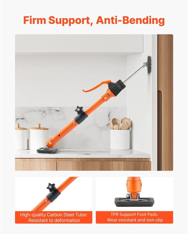 Alt view image 3 of 7 - Cabinet Jack Support Pole, 2-Pack, 15.75-23.6 Inch Steel Telescopic Quick Support Rod, Adjustable 3rd Hand System up to 220 lbs Capacity for Installing Cabinets, Lifting Drywall, Cargo Bars