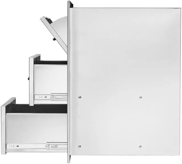 Alt view image 4 of 7 - 17W x 30H x 21D Inch Outdoor Kitchen Stainless Steel Double Access Drawers with Paper Towel Holder Combo for BBQ Island or Grill Station