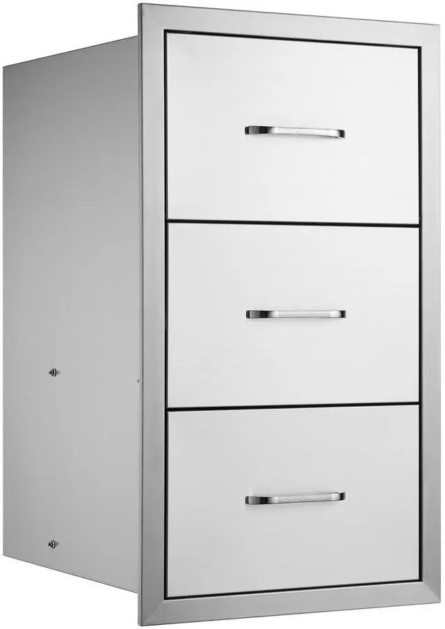 Alt view image 6 of 7 - 17W x 30H x 21D Inch Outdoor Kitchen Stainless Steel Double Access Drawers with Paper Towel Holder Combo for BBQ Island or Grill Station