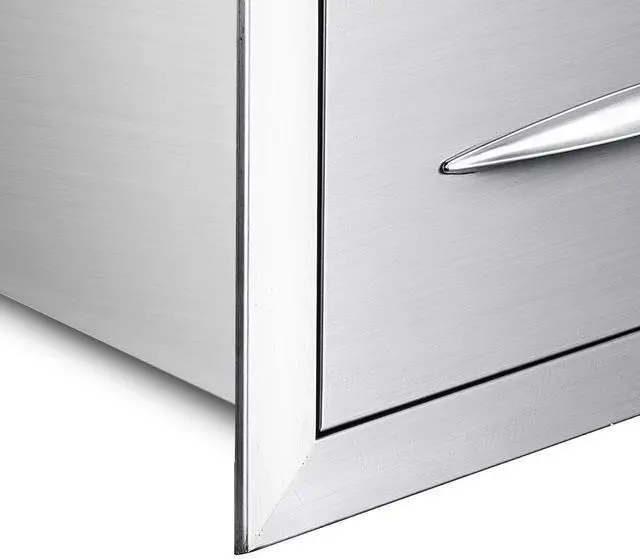 Alt view image 2 of 7 - 17W x 30H x 21D Inch Outdoor Kitchen Stainless Steel Double Access Drawers with Paper Towel Holder Combo for BBQ Island or Grill Station