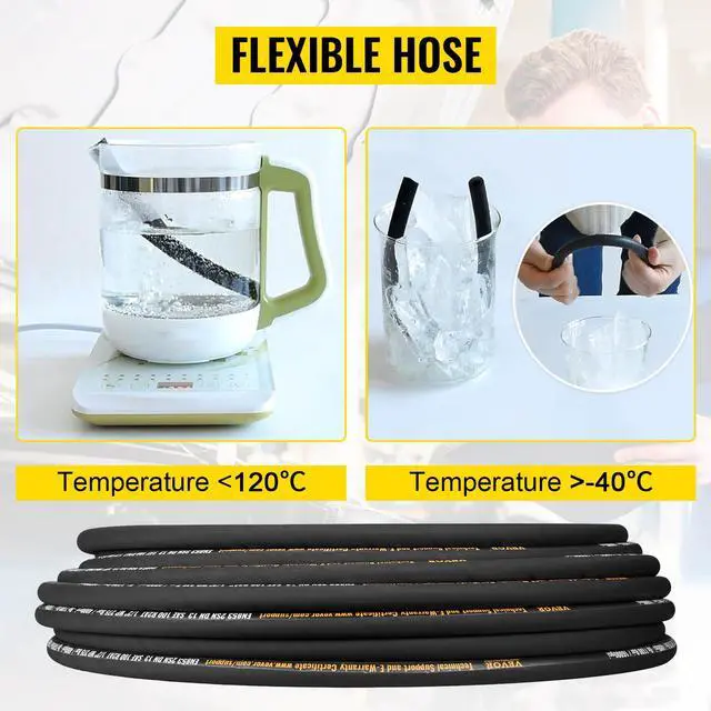 Alt view image 5 of 7 - Hydraulic Hose 1/2 inch x 100 ft, Coiled Hydraulic Hose 4000 PSI, Rubber Hydraulic Hose with 2 High-Tensile Steel Wire Braid, Bulk Hydraulic Hose -20 to 140, Hydraulic Oil Flexible Hose