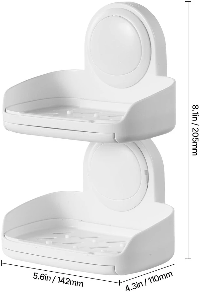 Main image of Suction Cup Soap Dish with Double Layer Holder with Drain Tray for Shower