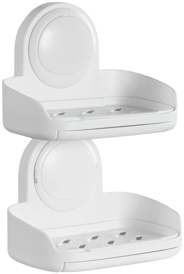 Alt view image 2 of 6 - Suction Cup Soap Dish with Double Layer Holder with Drain Tray for Shower