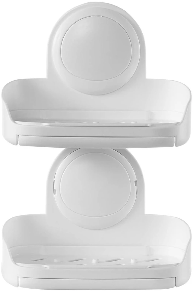 Alt view image 3 of 6 - Suction Cup Soap Dish with Double Layer Holder with Drain Tray for Shower