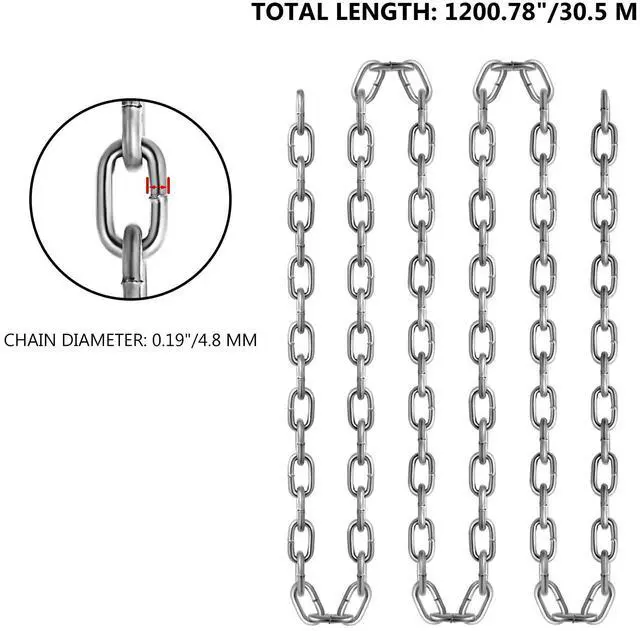 Alt view image 3 of 7 - Grade 30 Chain 3/16 Inch by 100Ft Length Grade 30 Proof Coil Chain Zinc Plated Grade 30 Chain for Towing Logging Agriculture and Guard Rails