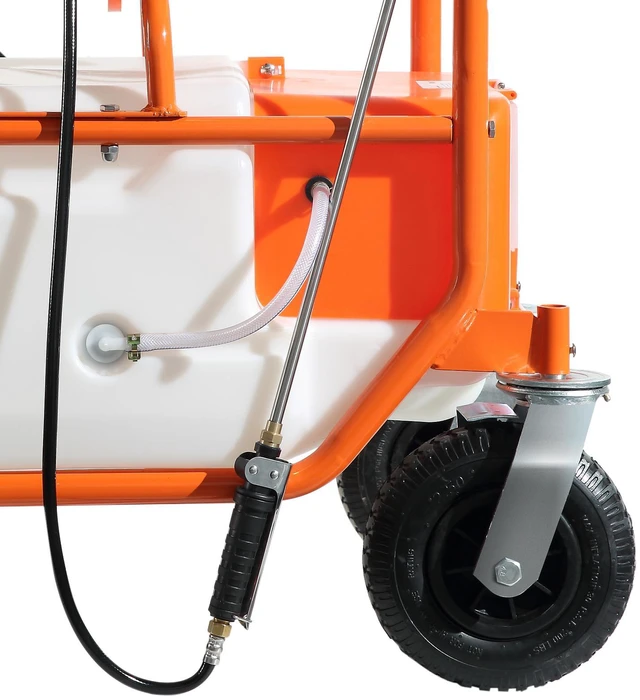 Alt view image 3 of 7 - Battery Powered Lawn Sprayer on Wheel, 0-90 PSI Adjustable Pressure, 15 Gallon Tank, Cart Sprayer with 8 Nozzles and 2 Wands, 12V 12Ah Battery, Wide Mouth Lid for Weeding, Spraying